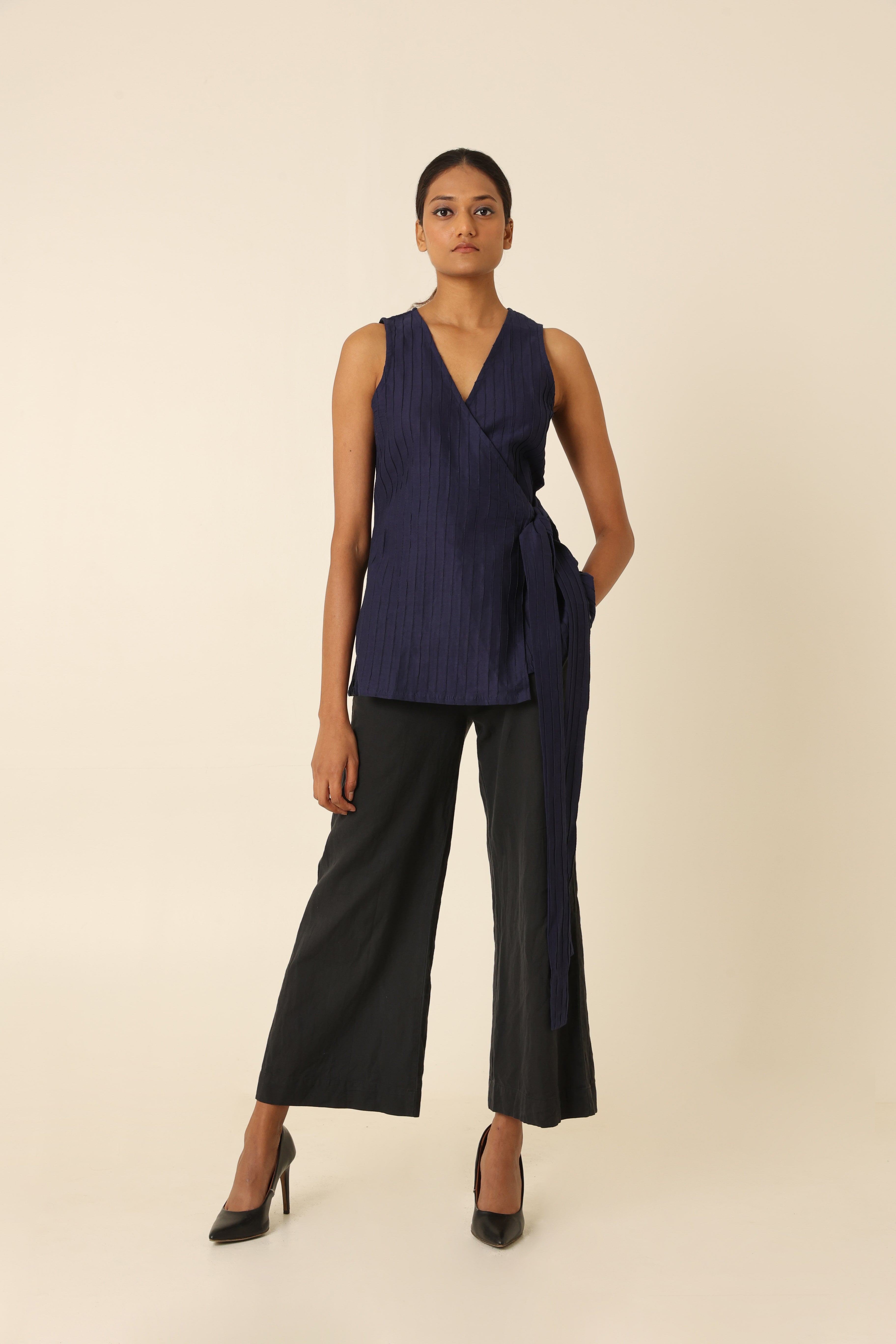 Mid-night Blues wrap-around top - ODD LAMA